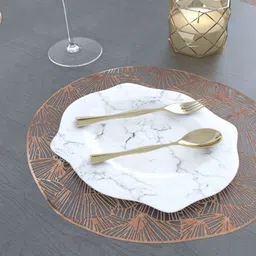 GROKI Rose Gold 2 Pieces Textured Round Waterproof Table Placemats image 4