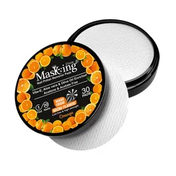 MasKing Set of 4 Brightening Facial Masks with Orange Nail Polish Remover Pads image 2