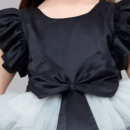 Pink Chick Girls Black Colourblocked Layered Satin Dress image 3