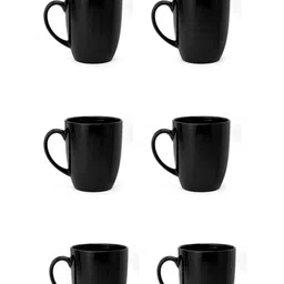 CLAY CRAFT Set Of 6 Black Solid Ceramic Glossy Mugs image 2