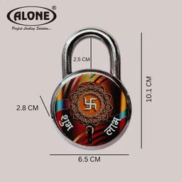 fithome Subh Labh 65mm 5 keys 8 Levers Lock and Keys for Home Door Gate Shutter Padlock Padlock image 3