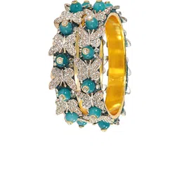 LAVAZZA Set Of 2 Cubic Zirconia Studded & Beaded Bangles image 5