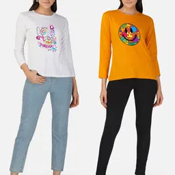 Metronaut Women 2 Printed Bio Finish Applique T-shirt image 3