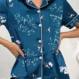 NIJANAND TEXTILE Floral Printed Shirt With Pyjamas image 4