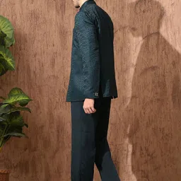 Aesthelia Embroidered Mandarin Collar Pure Silk Sherwani image 3