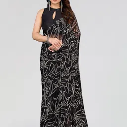 Civamee Floral Printed Georgette Ready to Wear Saree With Stitched Blouse-image-68