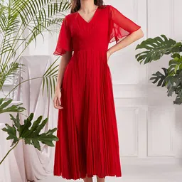TORSHA Women V-Neck Flared Sleeve Maxi Dress image 1