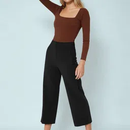 Maheshvi Women Ribbed Square Neck Long Sleeves Top image 2