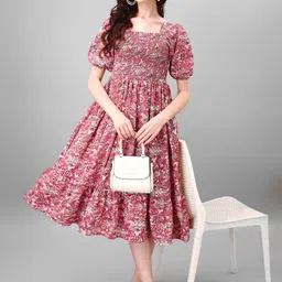 Krunal Raiyani Ethnic Motifs Print Fit & Flare Midi Dress-image-81