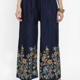SRISARAS Women Floral Printed Trousers Wide Leg Fit Cotton Palazzos-picture-36