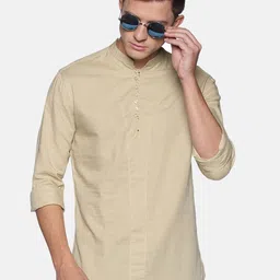 SHOWOFFFF Men Comfort Fit Solid Mandarin Collar Cotton Casual Shirt-picture-28