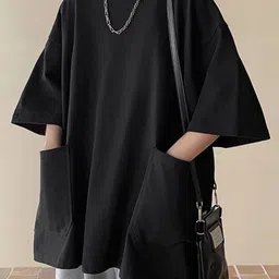 StyleCast Men V-Neck Drop-Shoulder Sleeves Pockets T-shirt-image-83