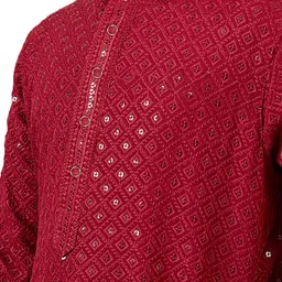 SG YUVRAJ Boys Embroidered Chikankari Khadi Kurta image 3