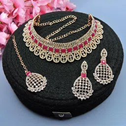 VATSALYA creation Alloy Gold- plated Ruby Red Jewellery Set-picture-21