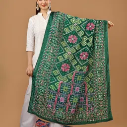 A R SILK DUPATTA HUB Geometric Printed Silk Dupatta With Mirror Work-picture-18