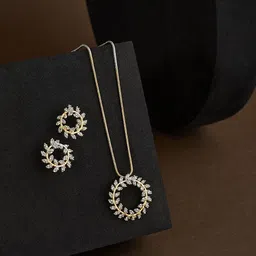 ATIBELLE Gold-Plated CZ-Studded Pendant Set image 1