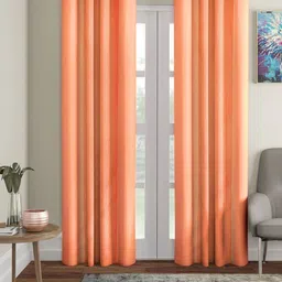 ROMEE Peach-Coloured Set of 2 Striped Room Darkening Door Curtain-picture-10