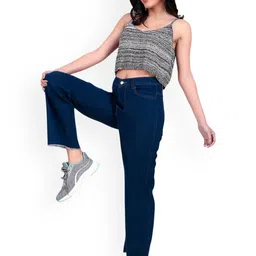 NEUNK Women Comfort Boyfriend Fit Mid-Rise Stretchable Jeans-image-10