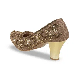 Mochi Embellished Slim Heeled Peep Toes with Laser Cuts image 4