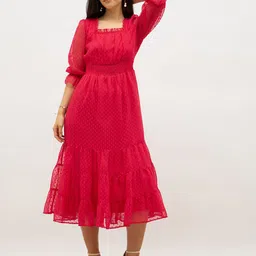 SALT ATTIRE Whisper Women Bell Sleeve Smocked Tiered Fit & Flare Midi Dress-image-50