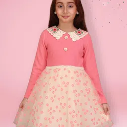 CUTECUMBER Girls Floral Printed Net Fit & Flare Dress-picture-58