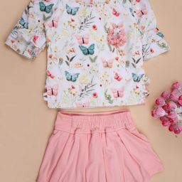 V-Mart Girls Floral Printed Top with Skirt-picture-4