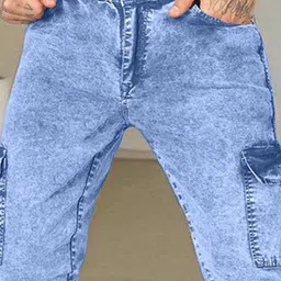 PLUS 91 Men Regular Fit Mid-Rise Light Fade Cargo Jeans image 5