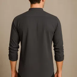 HE SPOKE Men Grey Abstract Printed PC Sateen Stretch Everyday Kurta image 4