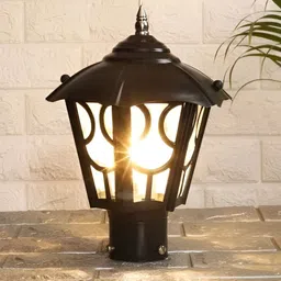 KINIS Black & White Modern Shaped Weatherproof & Rust-Resistant Outdoor Pole Lamp image 2