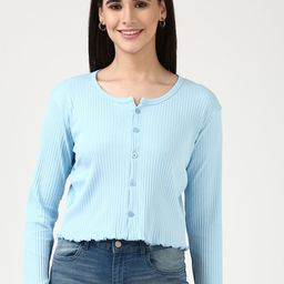 FILMODE Women Ribbed Round Neck Cotton Top-picture-24