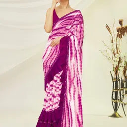 Flip The Style Tie And Dye Ruffle Pure Georgette Saree With Embellished Border-image-54