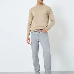 Styli Men Solid Round Neck Long Sleeves Pullover image 4