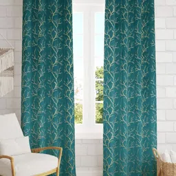 Galaxy Home Decor 2 Pieces Floral Room Darkening Long Door Curtain-picture-30