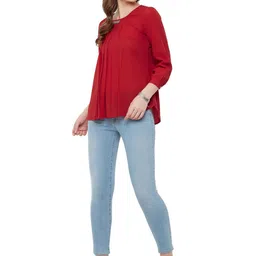 G0-4 IT Women Embellished Round Neck Pleated Top image 5