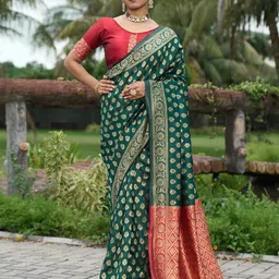 KALINI Woven Design Zari Silk Blend Kanjeevaram Saree-picture-29