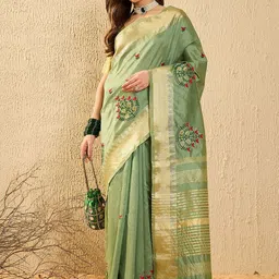 SERONA FABRICS Woven Design Embroidered Designer Banarasi Saree image 4