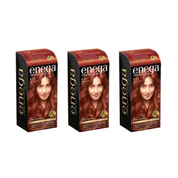 Enega Set Of 3 Long Lasting Creme Hair Color-150 ml Each Shade-Mahogany image 1