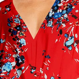 StyleCast x Revolte Red Floral Printed Kimono Sleeve Kaftan Top image 2