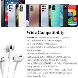 jxrev Type C Wired Earphones Woofer Compatible for i Phone 15/16/17 Series,Samsng Wired Headset image 3