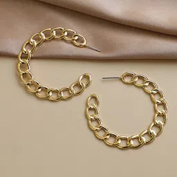 Young & Forever Gold-Toned Circular Half Hoop Earrings image 4