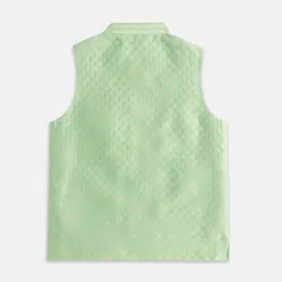 indus route by Pantaloons Boys Ethnic Motifs Printed Jacquard Silk Blend Nehru Jacket image 2