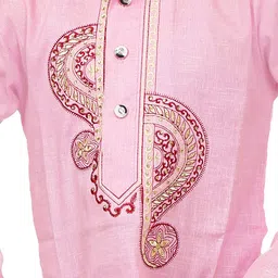 BAESD Boys Embroidered Thread Work Straight Cotton Kurta With Pyjamas image 2