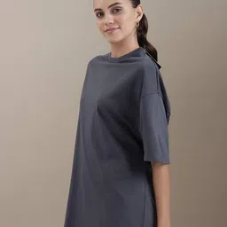 Shein Drop Shoulder Typographic Back Print Crew Tshirt image 2