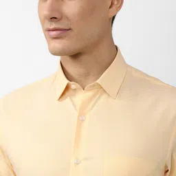 Peter England Men Yellow Slim Fit Printed Formal Shirt image 2