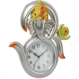 Attractionz Silver-Toned & White Round Shape Contemporary Wall Clock image 4