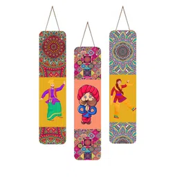 SAF Yellow & Peach-Coloured 3 Pieces Printed MDF Wall Hangings image 2