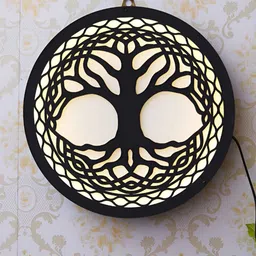 eCraftIndia Black Tree Wooden Cutout LED Light Lamp Decorative Wall Hanging image 2