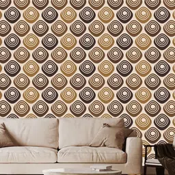 WallDaddy Beige & Brown Jalebi Designed Self Adhesive Wallpaper image 2