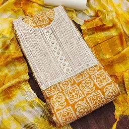 KALINI Ethnic Motifs Embroidered Sequinned Unstitched Dress Material image 5