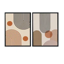 Art Street Set Of 2 Beige & Black Abstract Theme Hand-Painted Framed Wall Arts image 5
